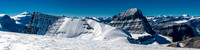 From the snow summit on Diadem looking towards Woolley (L) and Alberta (C).