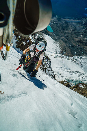 Ben comes up the steep 2nd couloir behind me. This couloir was all ice lower down.