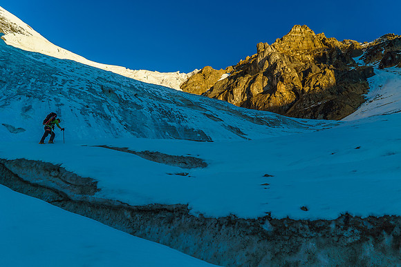 Crevasse avoidance. The terrain is a lot more complex than it appears from a distance.