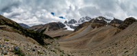 Looking back down the approach from above treeline. Peaks in the distance include Cromwell and Engelhard.