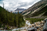 Looking back down at the ascent valley - Tangle Ridge in the distance across hwy #93.