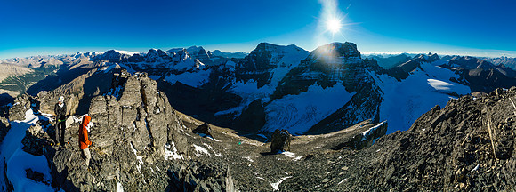 Summit views west include Alberta, Woolley and Diadem.