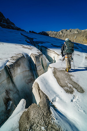 We didn't rope up on the fairly benign glacier.
