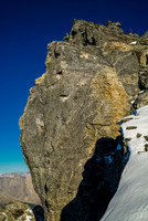 Ben is high on the summit block. You can see the mushroom that is the apex of Mushroom Peak above him on the left.