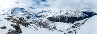 Waffl, The Helmet and Robson at left. Whitehorn left of center with Steamboat, Anne-Alice, Berg Lake and Mumm Peak to the right of that.
