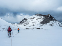 Finally skiing a direct line towards our objective and the Rearguard Meadows.