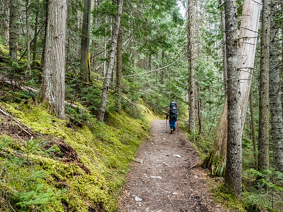 The trail alongside Kinney Lake is bone dry now.