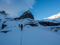 On the final ascent ramp under the Extinguisher Tower - our camping spot on the right, just above the rock cliffs.