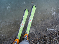 Maybe skinning across Kinney Lake isn't a great idea. Maybe if we go fast enough?