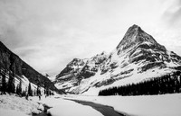 Robson's Emperor Ridge towers above us as we navigate the river flats before Berg Lake.