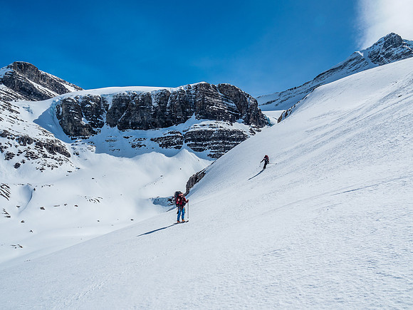 Thankfully the slopes below camp were still frozen and supportive, making the ski off the Robson Glacier pretty quick and easy.