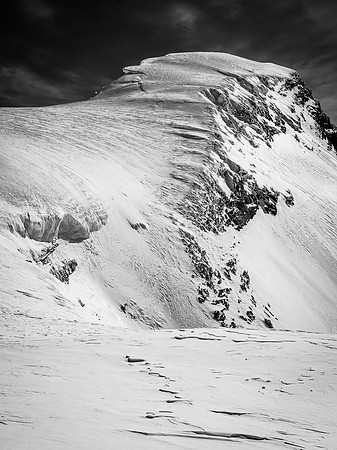 Another shot from near the RR col showing the upper ascent slopes of Resplendent with our tracks visible.