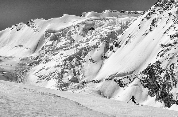 Mike cruises down the Robson Glacier.