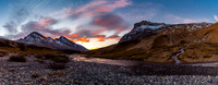Sunrise over the White Goat Wilderness and Mount Stewart. Cataract Pass at upper right.