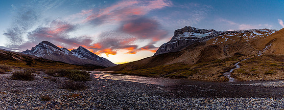Sunrise over the White Goat Wilderness and Mount Stewart. Cataract Pass at upper right.