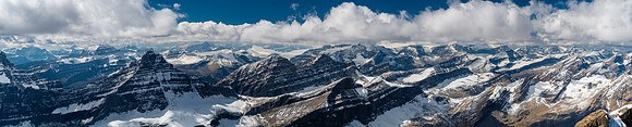 Views to the Columbia Icefield over Cataract Pass.