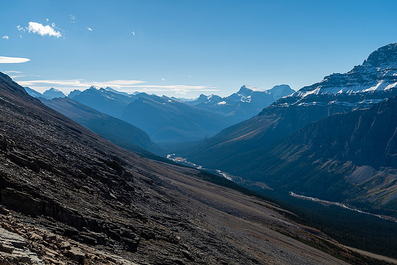 Views down Cataract Creek to Mount Minster (L) and Burwash (R).