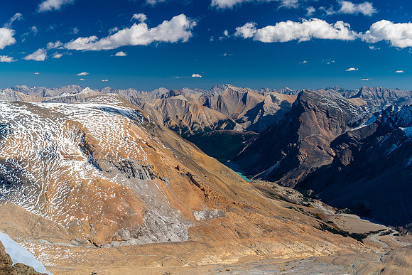A secluded and beautifully colored alpine valley hidden SE of Mount Stewart.