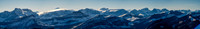 The Columbia Icefield from Athabasca (L) to Snow Dome, Kitchener, Alberta, Woolley and Diadem.