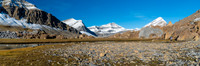 Looking back at Eric as we enter some flats along the Brazeau River. A bunch of unnamed, but not unimpressive, peaks in the bg.