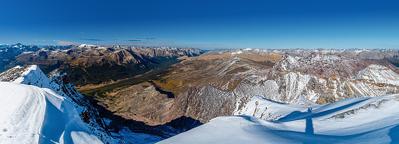 Incredible views down the Brazeau River to the front ranges.