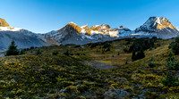 Looking back at Cataract Pass (upper left) from the first moraine we mistakenly ascended.