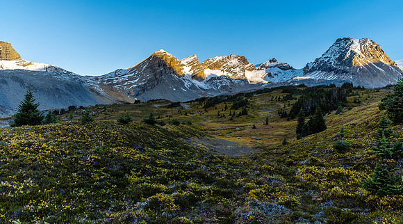 Looking back at Cataract Pass (upper left) from the first moraine we mistakenly ascended.