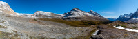 Looking back at Mount Stewart on the right, and ahead at Cline Pass on the left.