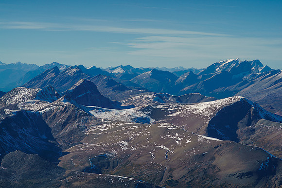 Views over Jonas Pass towards a distant Charlton and Unwin (R).