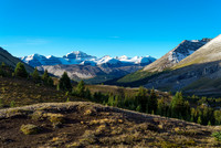 Views back down Nigel Creek valley towards Parker Ridge and Mt. Saskatchewan.