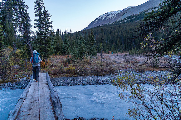 Crossing a lively Nigel Creek.