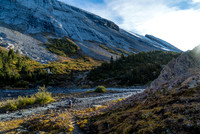 Getting ready to cross the Brazeau River. Our route out of sight to the right.