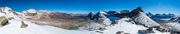 The sublime hanging valley between Willis (far left), Afternoon (right of Willis) and Stewart (far right) with at least 20 small lakes or tarns, each with their own unique color and shape.