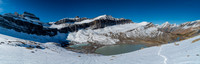 Looking back over our approach to Cataract Pass (R) and the glacial tarns under the unnamed peaks from near Cataract Pass.