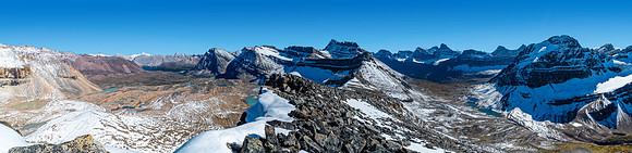 Views east (C) and south (R) from the ridge. Willis at far left, Stewart at center.