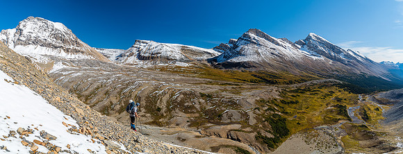 Eric surveys the incredible environs of the White Goat Wilderness Area. The only named summit visible here is Mount Stewart, rising on the right.