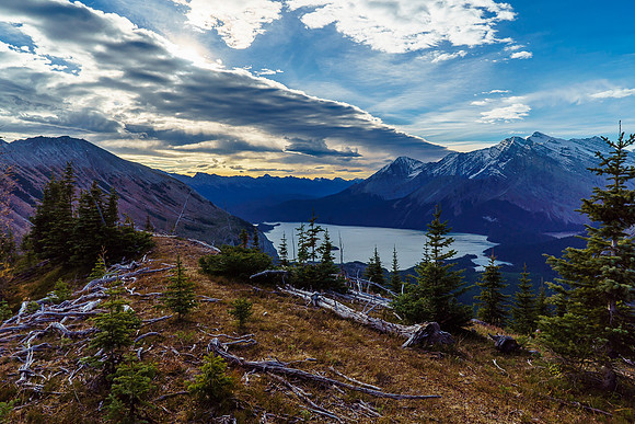 Gorgeous views back from the ridge over Upper Kananaskis Lake.
