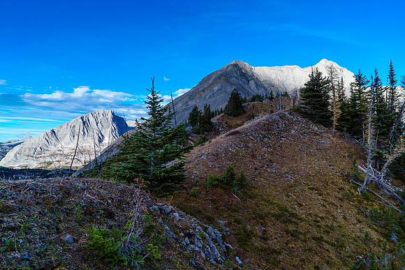 Looking up the ridge, Putnik on the left.
