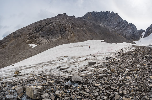 Finally off the NW side of Lyautey and back on easier terrain. The abutment ridge at left here.