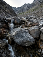 The waterfall comes into view with Sonny's route at top right here on the left trending ramp.