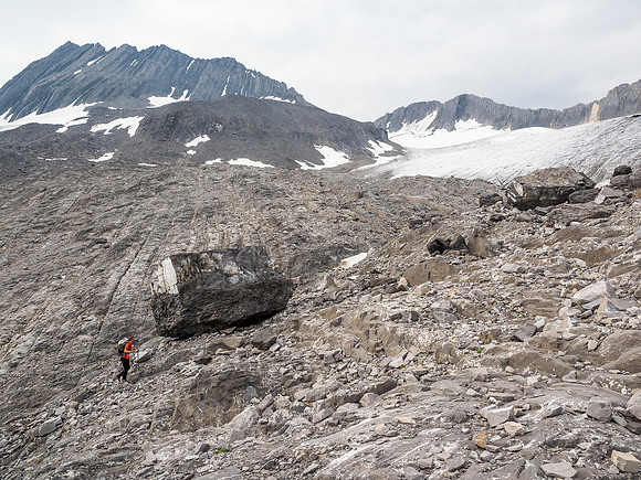 Interesting terrain which was recently under ice. The Lyautey NW glacier finally in view.