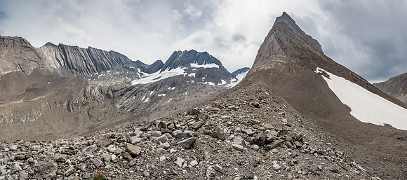 Looking back at a now-distant Lyautey from the lateral moraine that we crossed both on approach and return.
