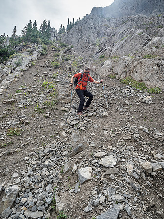 Exiting the bottom of the gully.