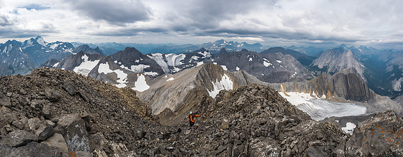 It's hard to describe and show, but we've actually come over the ridge just to the right of Phil and just beneath him here before turning up to the summit, which is where I'm standing.