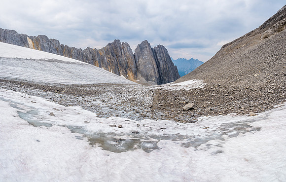 Stepping off the glacier and looking back.