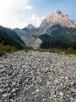 The narrowing drainage. You can't see the waterfall yet but our eventual route up it is already visible.