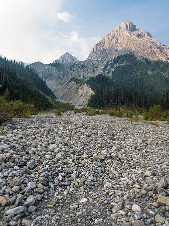 The narrowing drainage. You can't see the waterfall yet but our eventual route up it is already visible.
