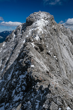The dragon back to the summit is difficult, exposed scrambling.