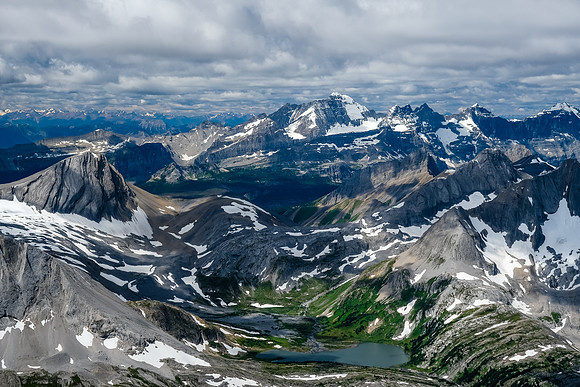 Views over Aster Lake, Warrior and Northover to the Royal Group.