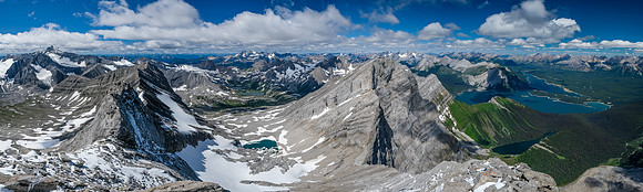 The dragons back and false summit at left with my route sloping down to the glacier scoured valley.